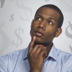 man thinking about debt