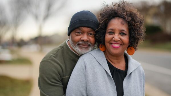 middle-aged couple smiling